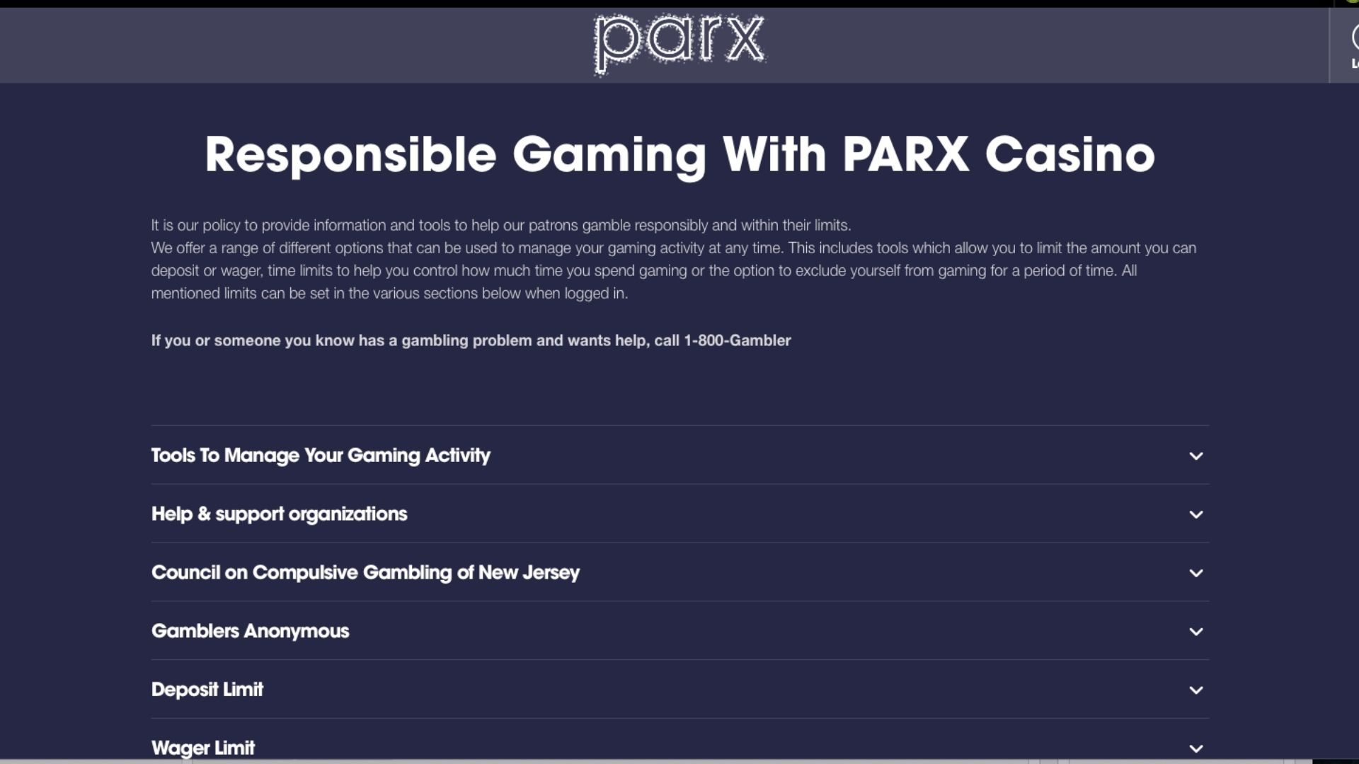 Parx Responsible Gambling