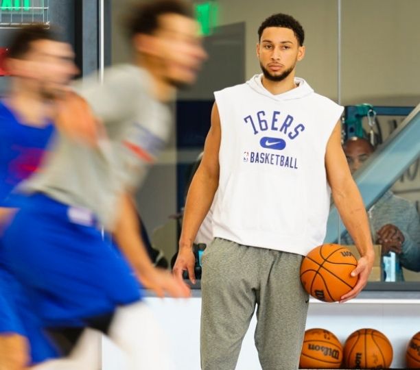 nba player Ben Simmons Scowling At Practice